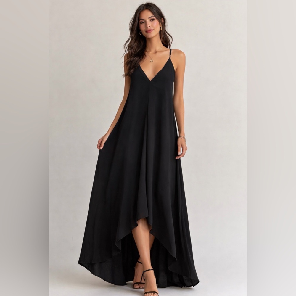 Forever 21 Dress Black Hi-Low Maxi Halter S
